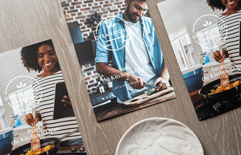 Image of print catalog on a coffee table