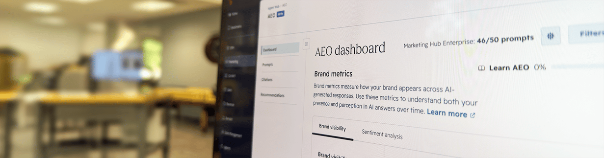 The HubSpot AEO dashboard tool