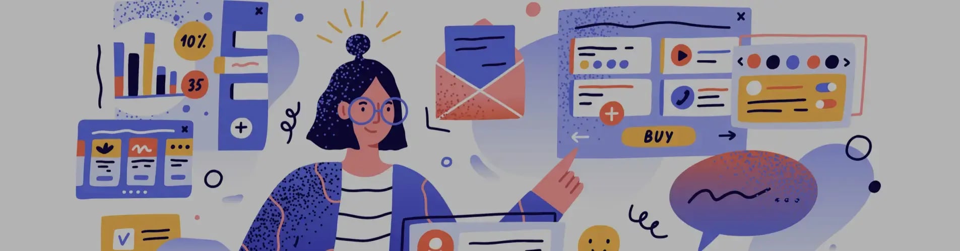 An illustration of a person using an online store
