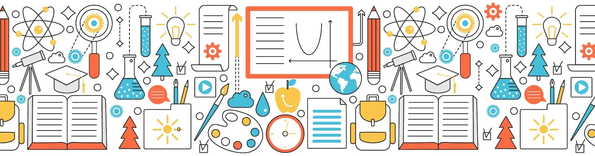 School University education icon collage