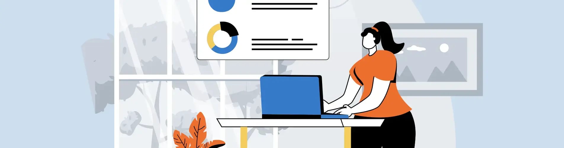 An illustration of a person using a computer