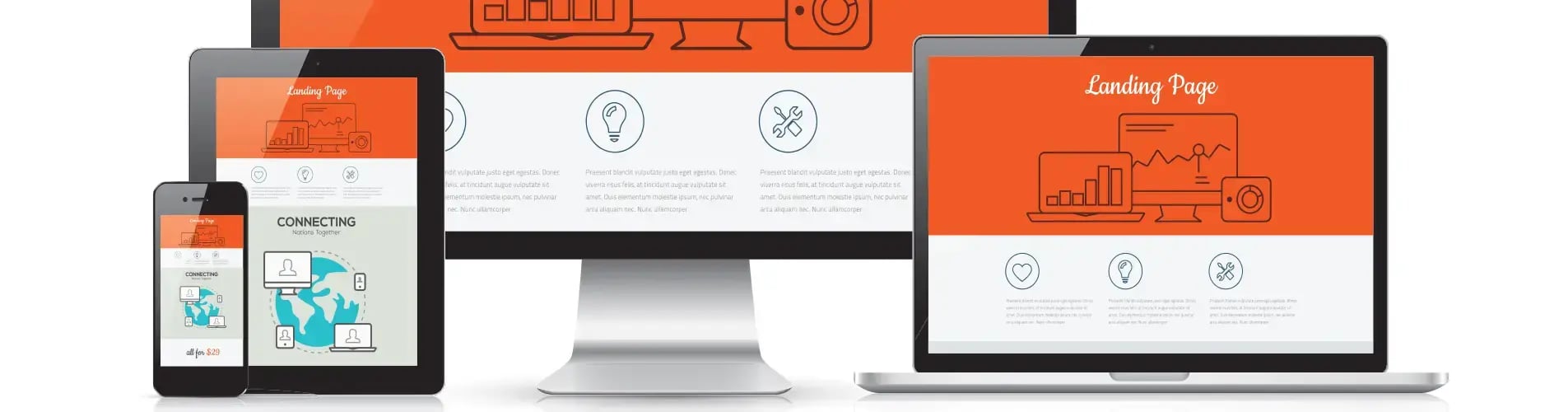A phone, a tablet, a monitor, and a laptop