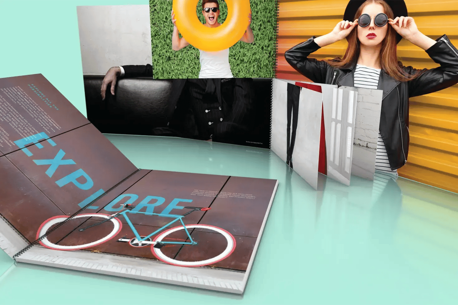 Prostream Media Catalog Spread on blue background