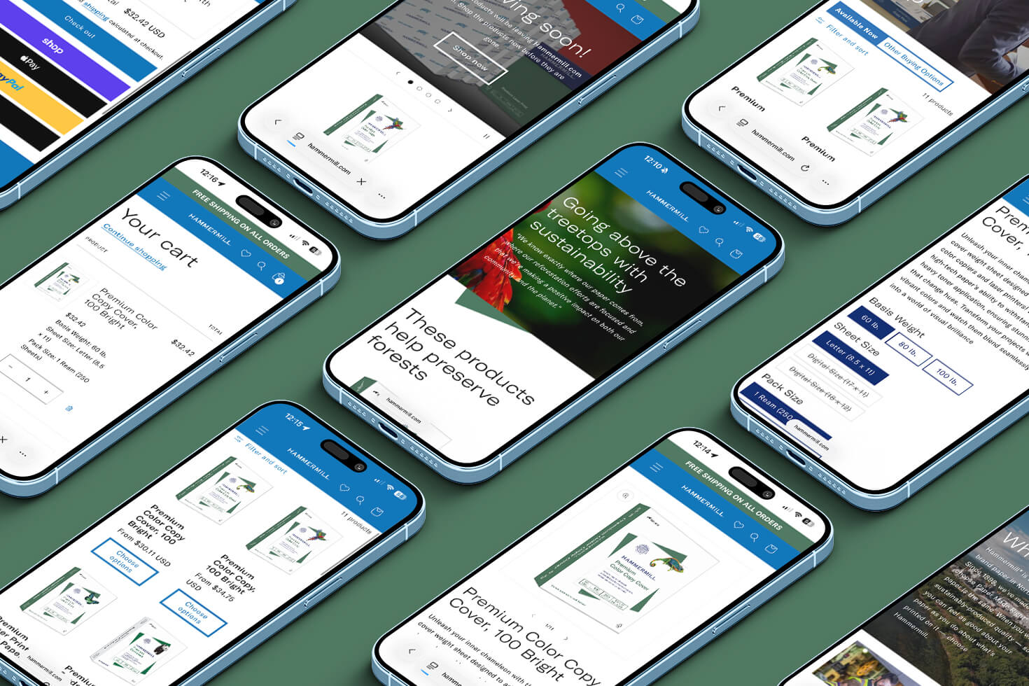 Phone screens of Hammermill website