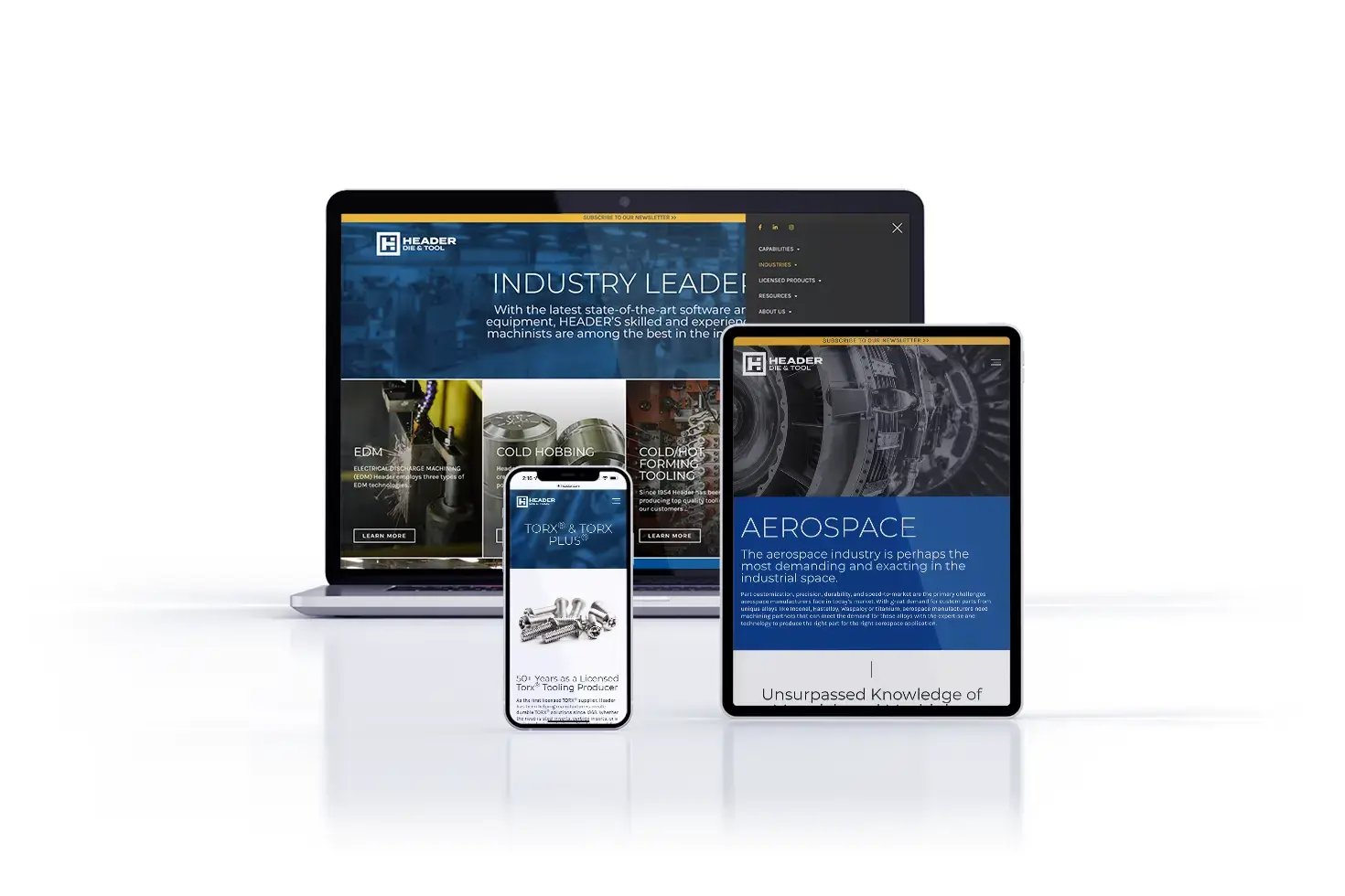 Header Die & Tool Responsive Website