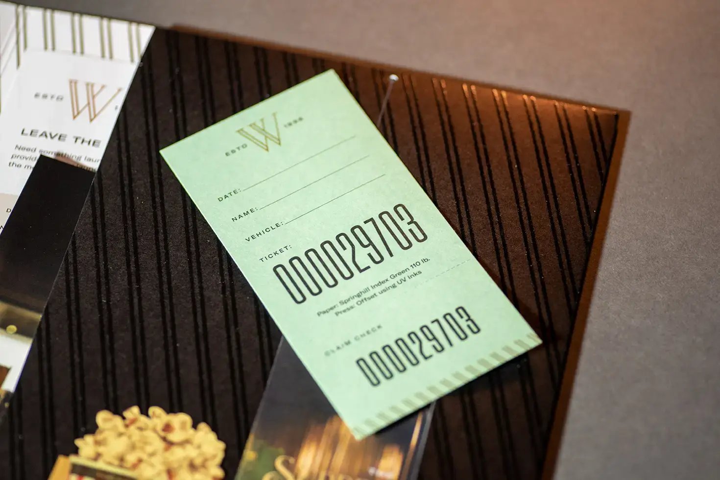 Watermark Sample Kit Valet Ticket