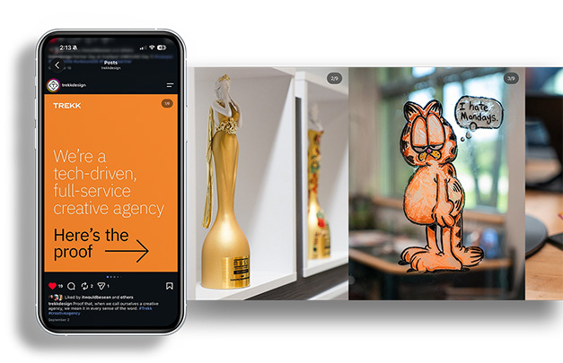 iPhone with Trekk Website Homepage on it, and various awards Trekk has won.