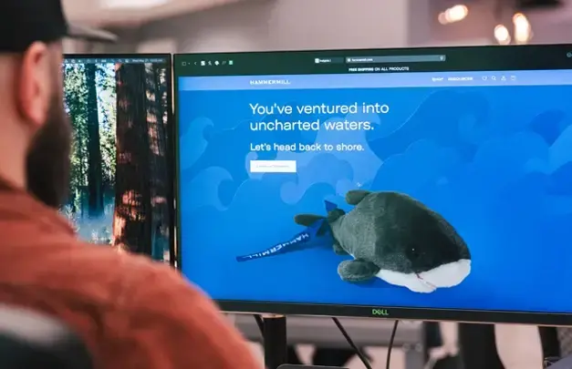Well-designed 404 page on a computer screen