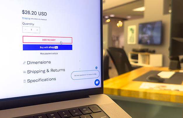 A computer screen showing an e-commerce check out.